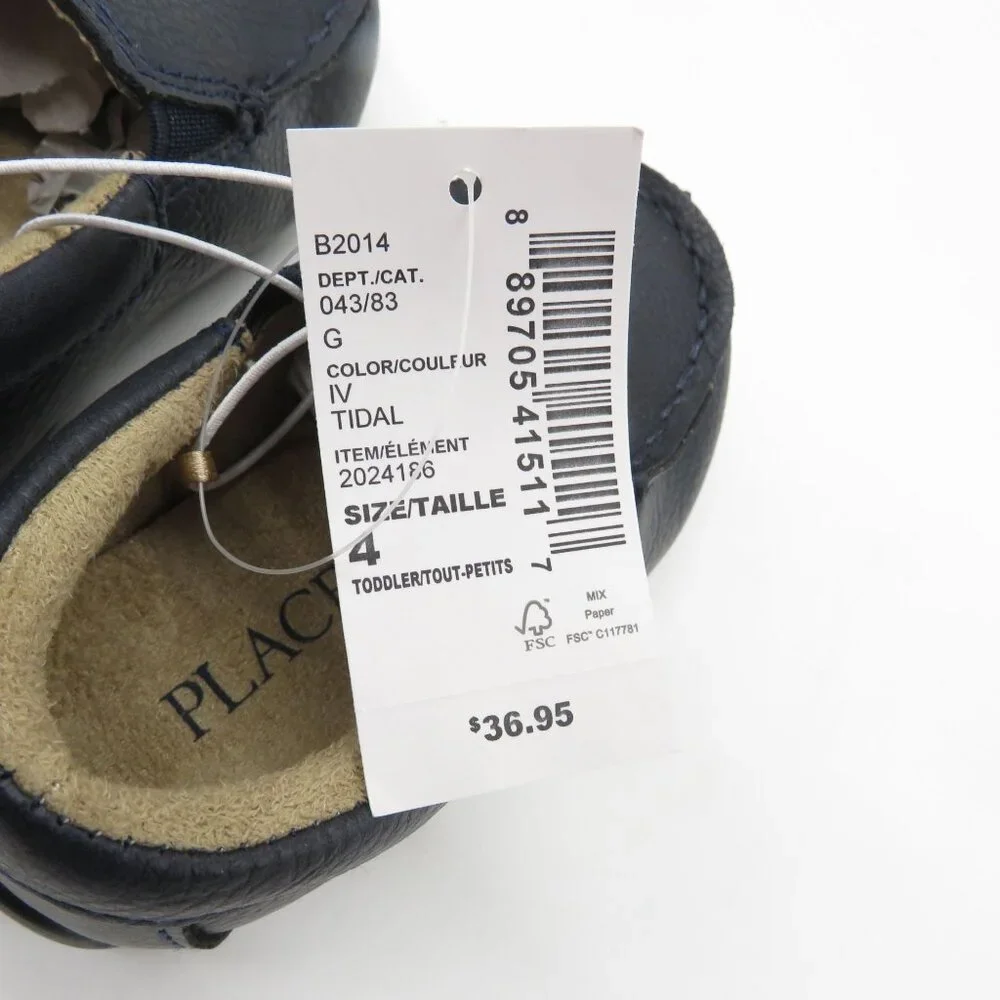 The Childrens Place Toddler Boys Navy Moccasin Shoes Size 4 NEW